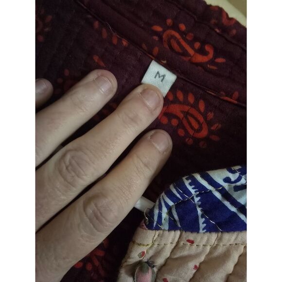 Reversible Quilted Jacket Mandarin Collar Fabric Buttons w Loops WM SZ M Colors! - Picture 9 of 10